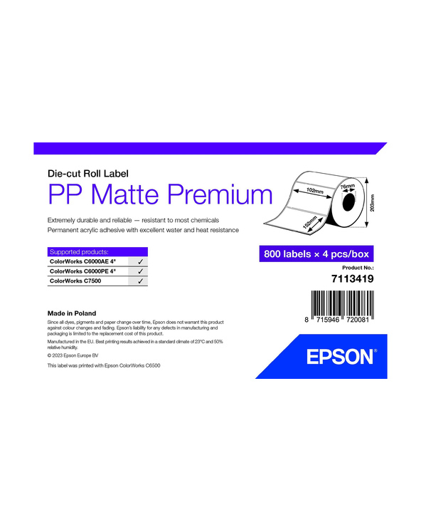 Epson 7113419 étiquette à imprimer Blanc Imprimante d'étiquette adhésive