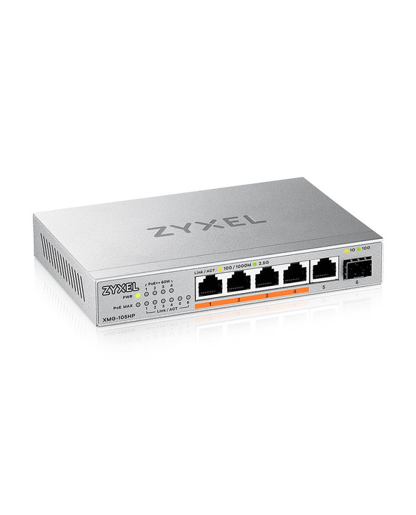 Zyxel XMG-105HP Non-géré 2.5G Ethernet (100/1000/2500) Connexion Ethernet, supportant l'alimentation via ce port (PoE) Argent