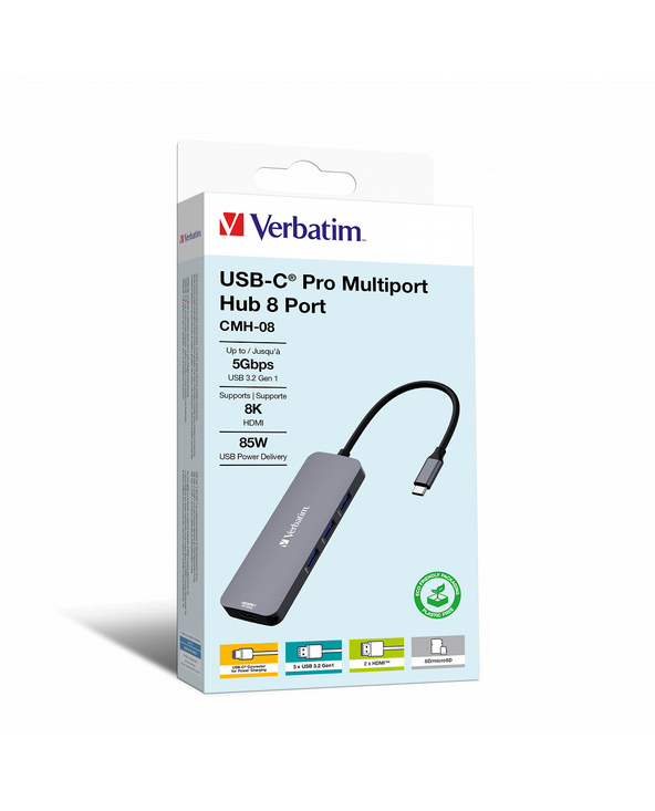 Verbatim CMH-08 USB Type-C 5000 Mbit/s Argent