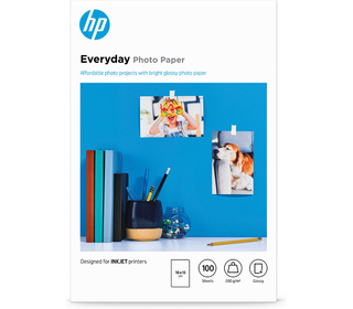 HP Papier photo Everyday, brillant, 200 g/m2, 10 x 15 cm (101 x 152 mm), 100 feuilles