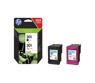 HP 301 pack de 2 cartouches d'encre noir/trois couleurs authentiques