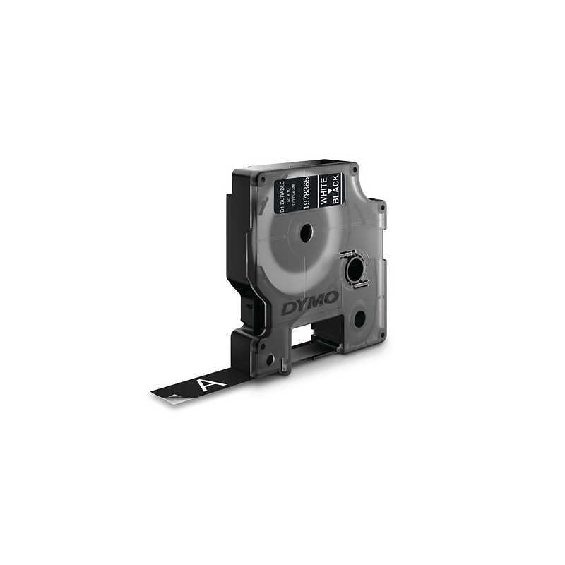 DYMO D1 - Durable Étiquettes - Branco sobre preto - 12mm x 3m