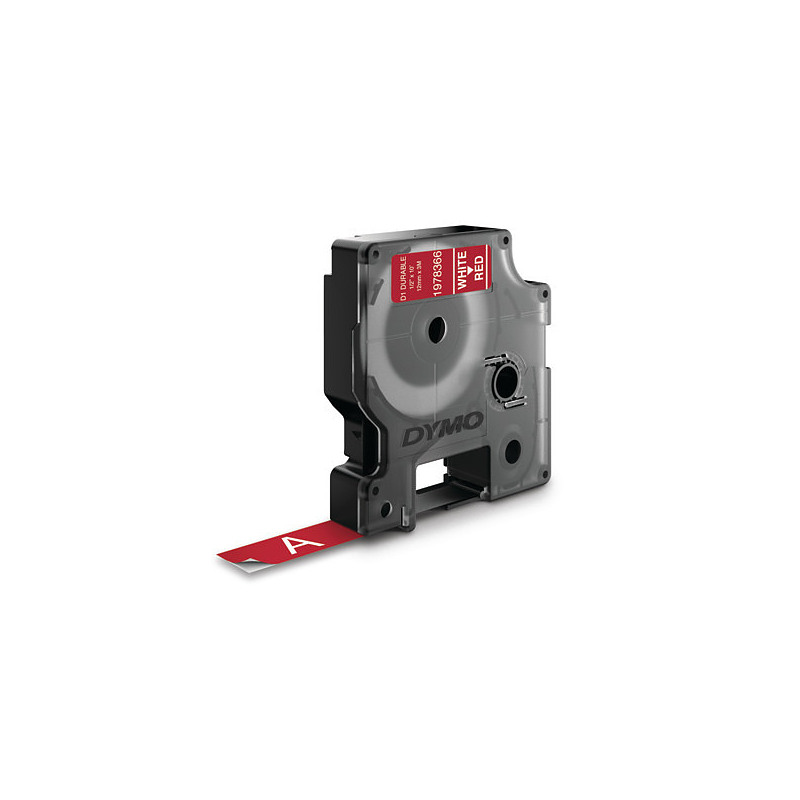 DYMO D1 - Durable Étiquettes - Blanc sur rouge - 12mm x 7m