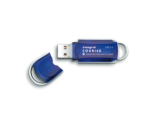 Integral 8GB Courier FIPS 197 Encrypted USB 3.0 lecteur USB flash 8 Go USB Type-A 3.2 Gen 1 (3.1 Gen 1) Bleu, Argent