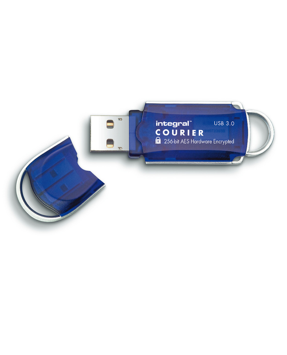 Integral 8GB Courier FIPS 197 Encrypted USB 3.0 lecteur USB flash 8 Go USB Type-A 3.2 Gen 1 (3.1 Gen 1) Bleu, Argent