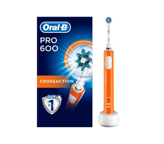 Oral-B PRO 600 CrossAction Adulte Brosse à dents à ultrasons Orange, Blanc