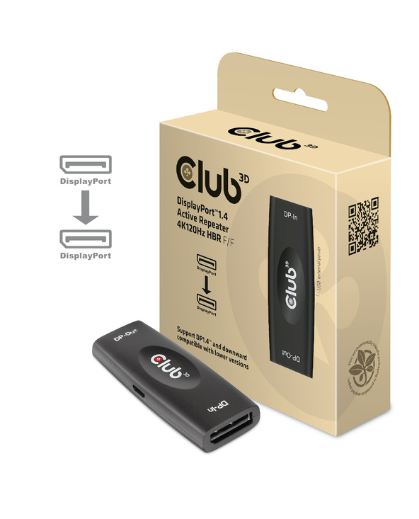 CLUB3D DP 1.4 4K120HZ HDR ACTIVE REPEATER F/F displayport Noir