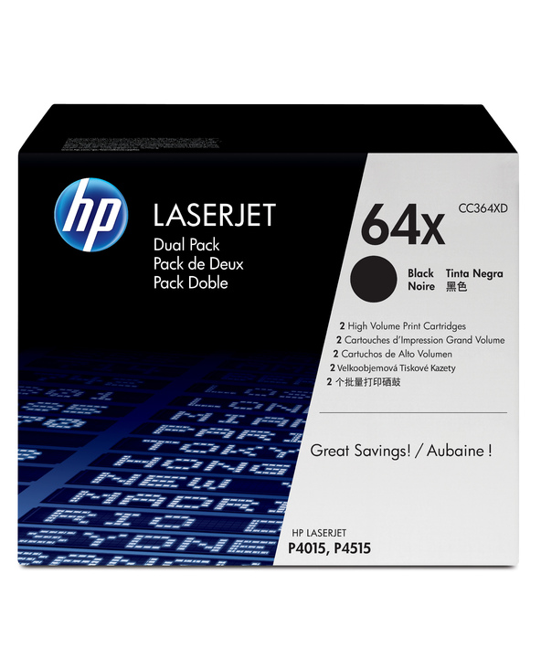 HP 64X pack de 2 toners LaserJet noir haute capacité authentiques