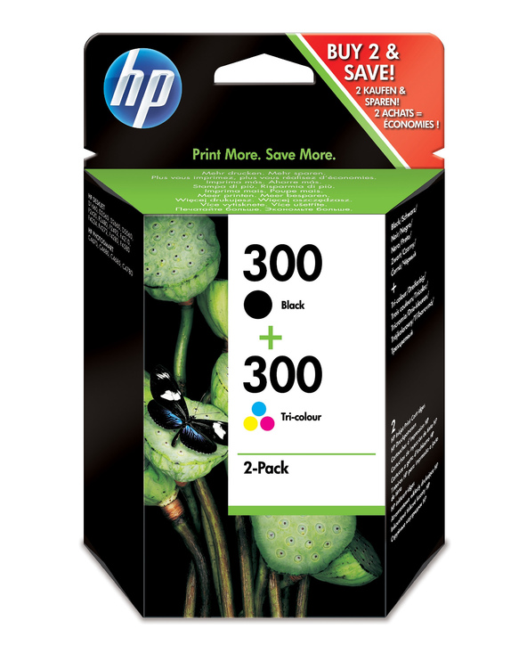 HP 300 pack de 2 cartouches d'encre noir/trois couleurs authentiques