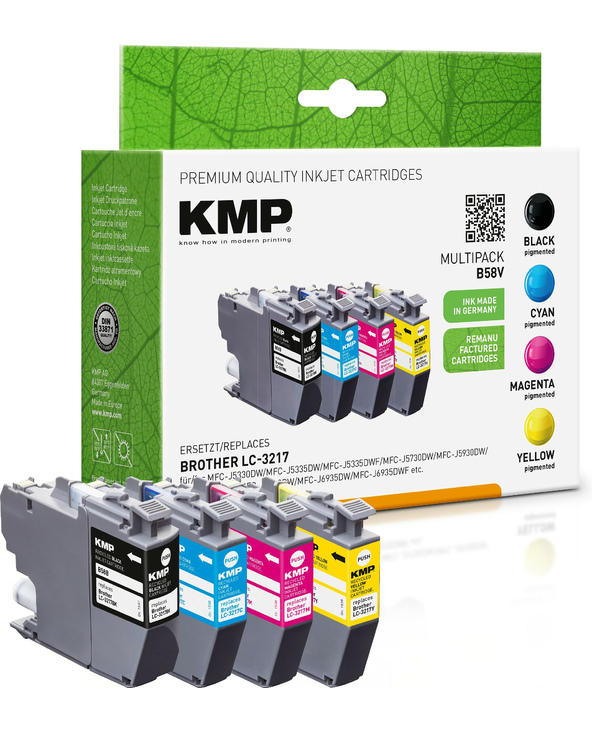 KMP B58V cartouche d'encre 4 pièce(s) Compatible Noir, Cyan, Magenta, Jaune