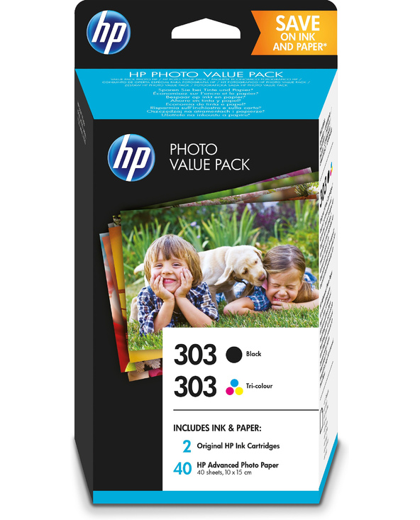 HP Value Pack Photo 303 Noir/trois couleurs (40 feuilles, 10 x 15 cm)