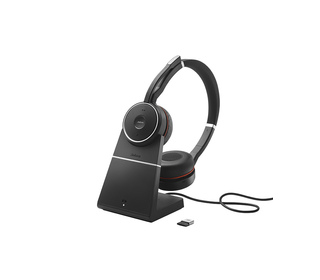 Jabra Evolve 75 MS Stereo Casque Avec fil &sans fil Arceau Bureau/Centre d'appels Micro-USB Bluetooth Noir, Rouge
