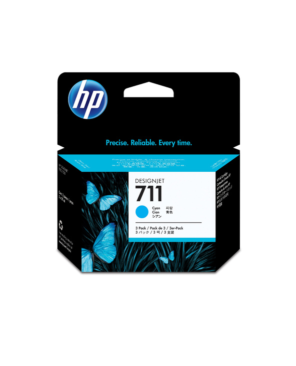HP 711 pack de 3 cartouches d'encre DesignJet cyan, 29 ml