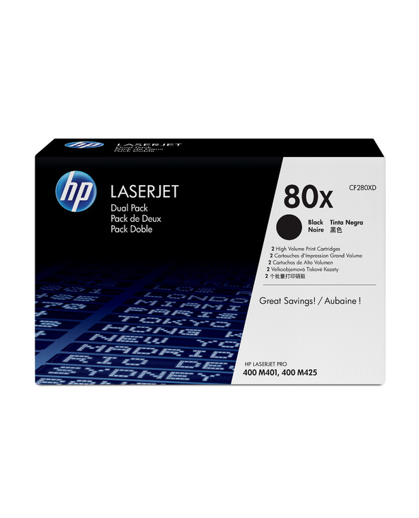 HP 80X pack de 2 cartouches authentiques de toner LaserJet noir grande capacité