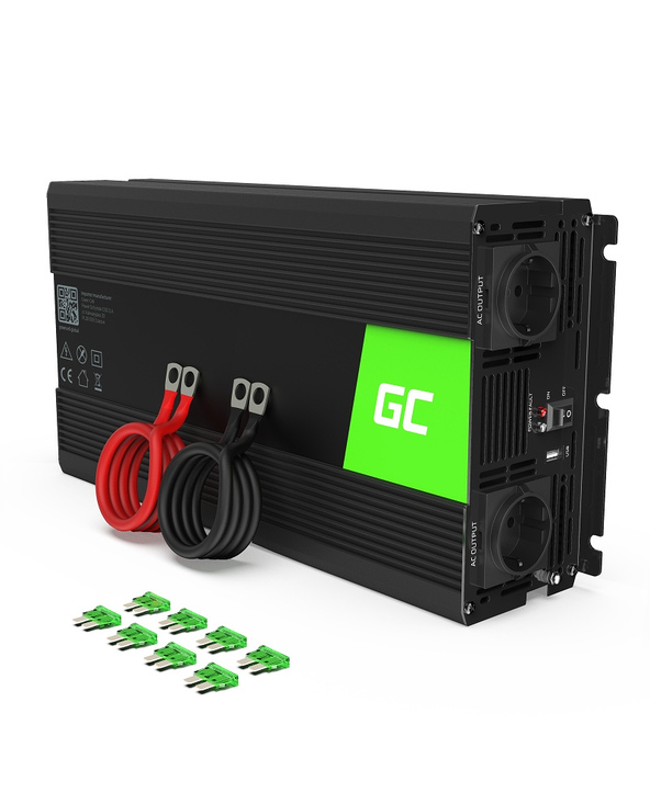 Green Cell INV25 adaptateur de puissance & onduleur Auto 1500 W Noir