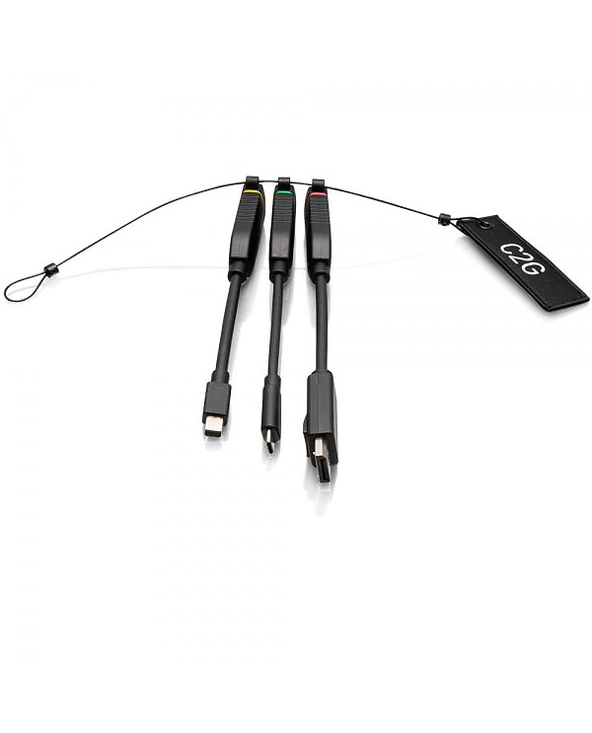 C2G Boucle d’adaptateurs dongle 4K HDMI universelle avec Mini DisplayPort, DisplayPort et USB-C à code couleur