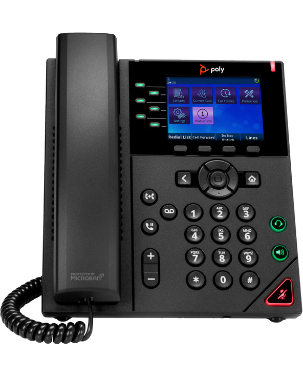 POLY OBi VVX 350 6-Line IP Phone and PoE-enabled téléphone fixe Noir 6 lignes LED