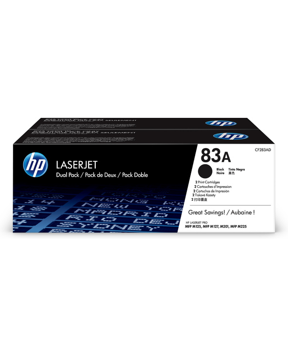 HP Pack de 2 toners LaserJet 83A noir authentiques