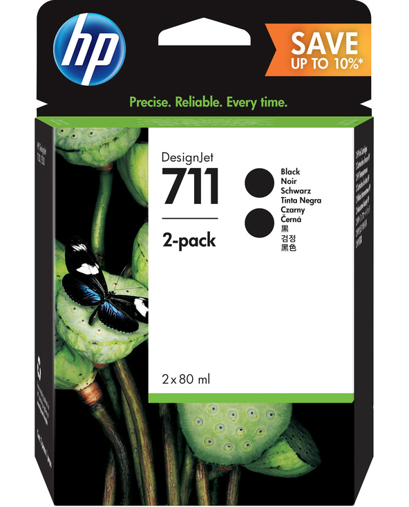 HP Pack de 2 cartouches d’encre 711, noir de 80 ml