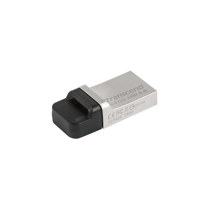 Transcend JetFlash 880 OTG 64GB lecteur USB flash 64 Go USB Type-A / Micro-USB 3.2 Gen 1 (3.1 Gen 1) Noir, Argent