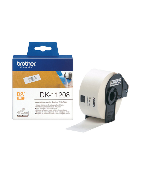Brother DK-11208 - Rouleau d'étiquettes original – Noir sur blanc, 38 x 90 mm