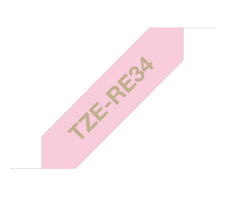 Brother TZE-RE34 ruban d'étiquette Or sur rose