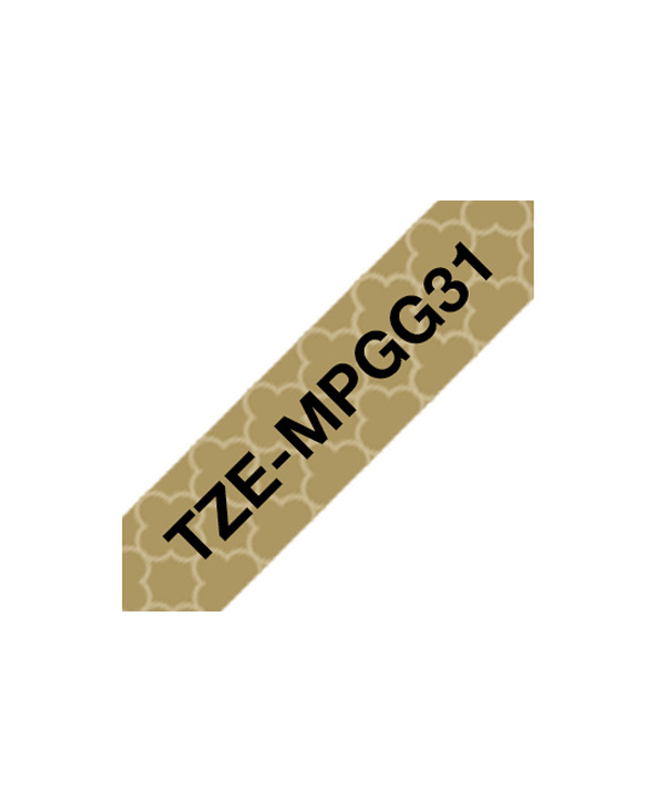 Brother TZE-MPGG31 ruban d'étiquette Noir sur or
