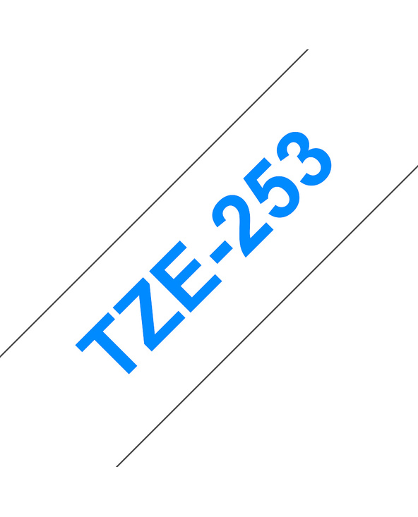 Brother TZE-253 ruban d'étiquette Bleu sur blanc