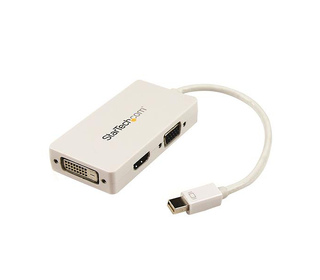 StarTech.com Adaptateur de voyage Mini DisplayPort vers VGA / DVI / HDMI - Convertisseur vidéo 3-en-1 - Blanc