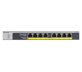 NETGEAR GS108LP Non-géré Gigabit Ethernet (10/100/1000) Connexion Ethernet, supportant l'alimentation via ce port (PoE) 1U Noir,