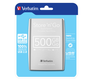 Verbatim Disque dur portable USB Store 'n' Go 3.0, 500 Go, argenté