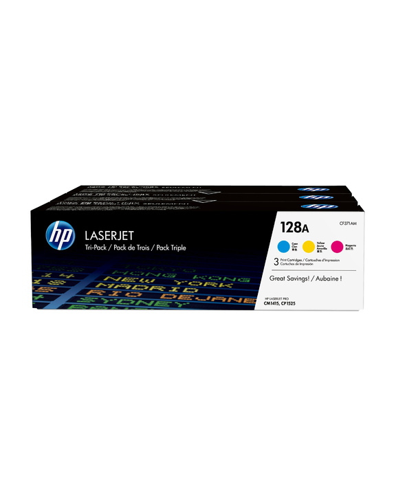 HP 128A pack de 3 toners LaserJet cyan/magenta/jaune authentiques