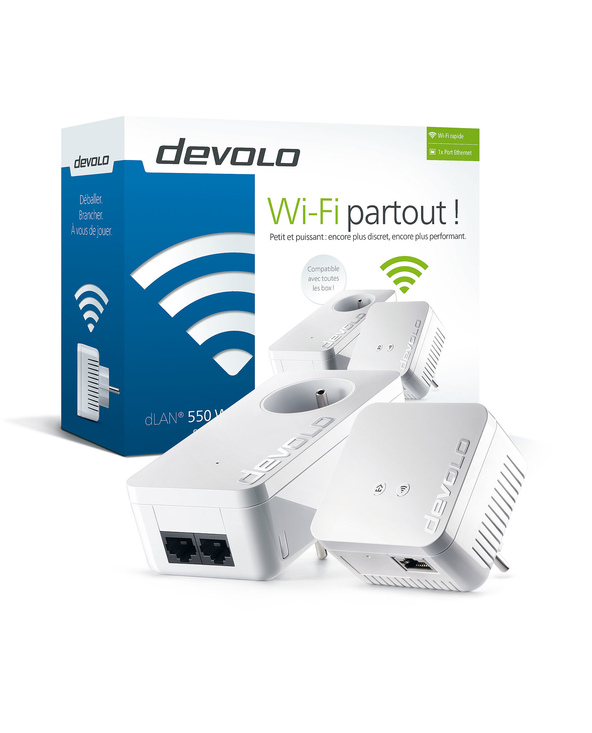 Devolo dLAN 550 WiFi Starter Kit CPL 500 Mbit/s Ethernet/LAN Blanc 2 pièce(s)