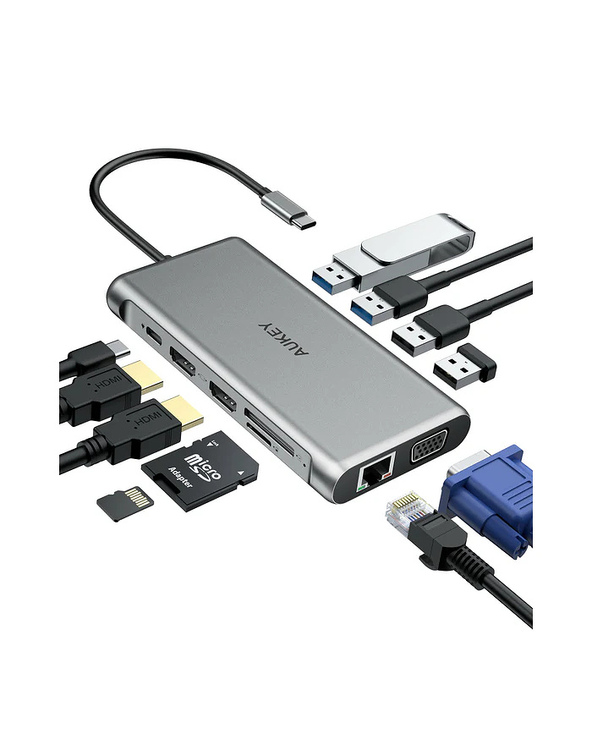AUKEY CB-C78 hub & concentrateur USB Type-C 5000 Mbit/s Argent