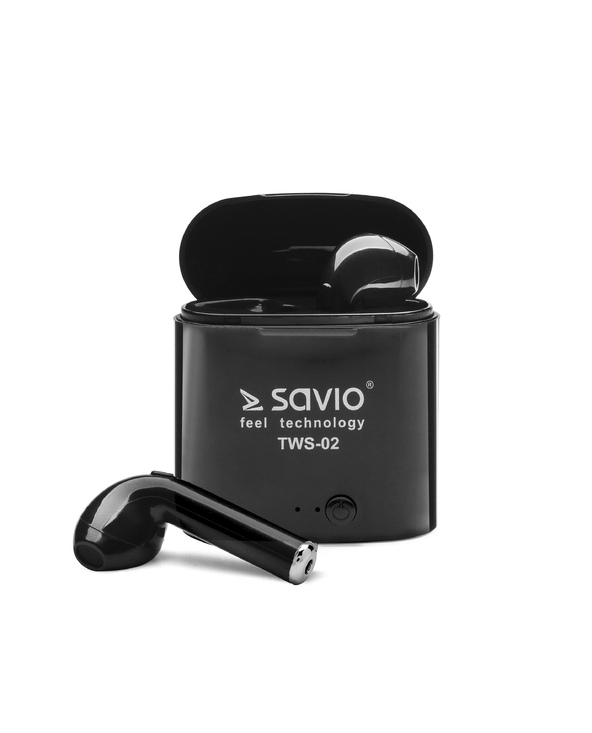 Savio TWS-02 écouteur/casque Sans fil Ecouteurs Appels/Musique Bluetooth Noir