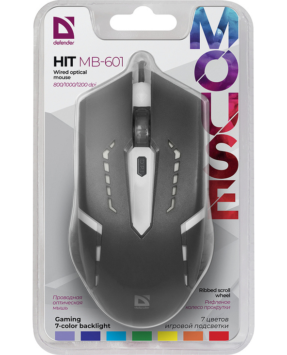 Defender HIT MB-601 souris Ambidextre USB Type-A Optique 1200 DPI