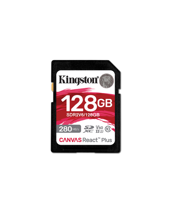 Kingston Technology 128GB Canvas React Plus SDXC UHS-II 280R/100W U3 V60 for Full HD/4K