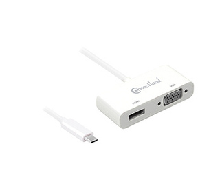 Connectland AD-USB-C-TO-HDMI-VGA-BOX câble vidéo et adaptateur USB Type-C HDMI + VGA (D-Sub) Blanc
