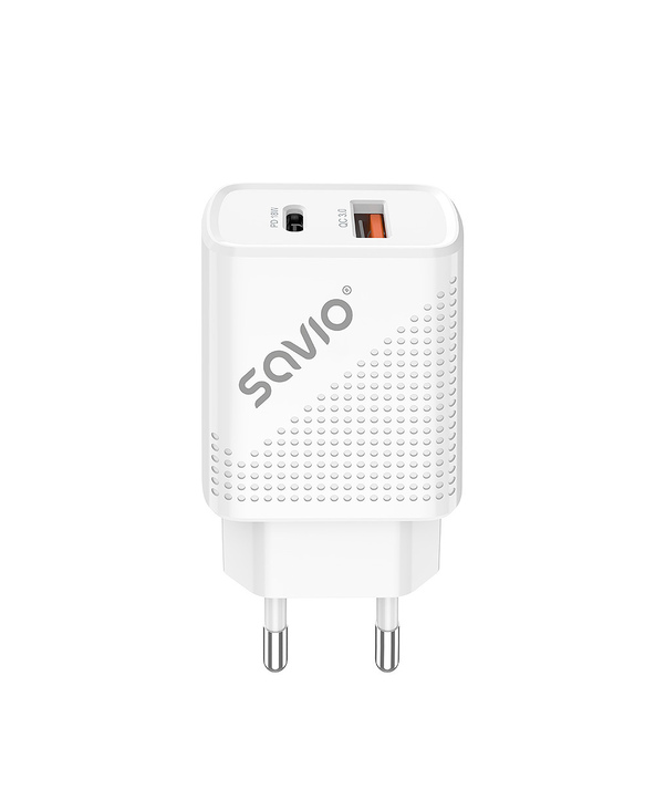 Savio LA-04 USB Type A & Type C Quick Charge Power Delivery 3.0 Indoor Smartphone, Tablette Blanc Charge rapide Intérieure