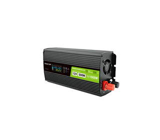 Green Cell Przetwornica napicia PowerInverter LCD 12 V 500W/1000W Przetwornica samochodowa z wywietlaczem - czysty sinus adaptat