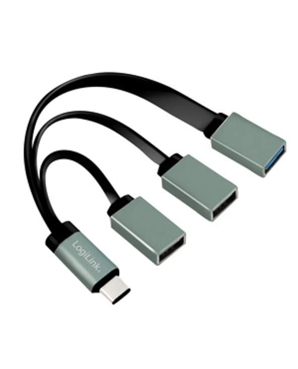 LogiLink UA0315 hub & concentrateur USB 3.2 Gen 1 (3.1 Gen 1) Type-C 5000 Mbit/s Noir, Gris