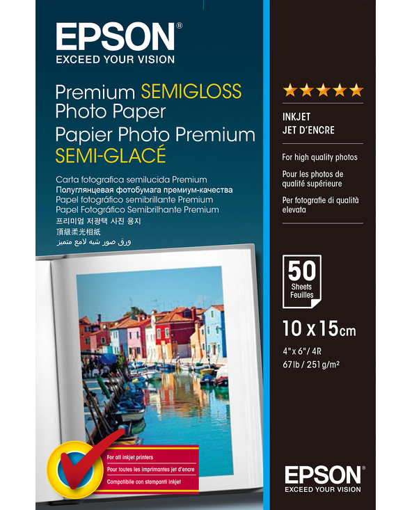 Epson Premium Semi-Gloss Photo Paper - 10x15cm - 50 Feuilles