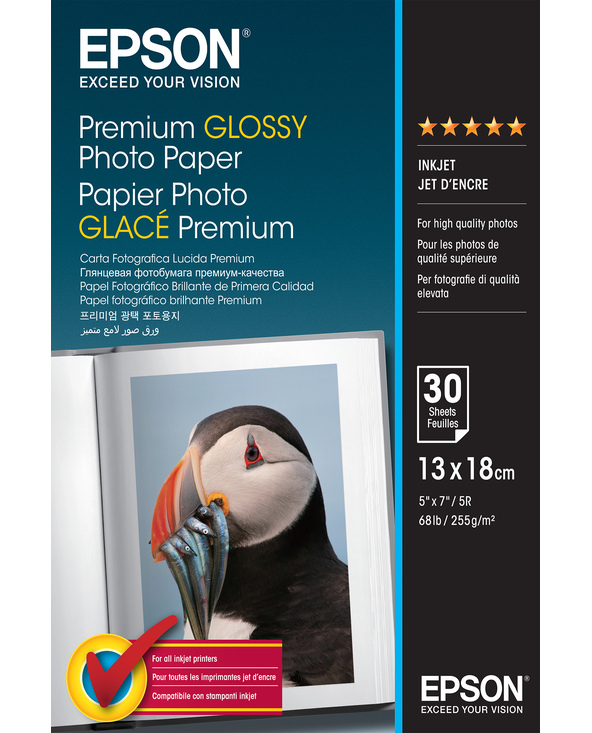 Epson Premium Glossy Photo Paper - 13x18cm - 30 Feuilles