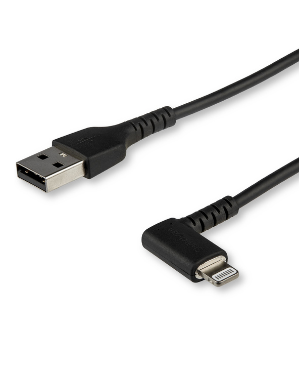 StarTech.com Câble USB-A vers Lightning Noir Robuste 1m Coudé à 90° - Câble de Charge/Synchronisation USB Type A vers Lightning 