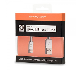 D2 Diffusion D2USBAPPLIGHT100B câble de téléphone portable Blanc 1 m USB A Lightning