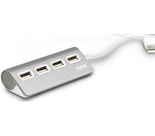 Port Designs 900120 hub & concentrateur USB 2.0 480 Mbit/s Gris, Blanc