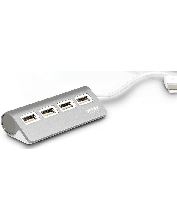 Port Designs 900120 hub & concentrateur USB 2.0 480 Mbit/s Gris, Blanc