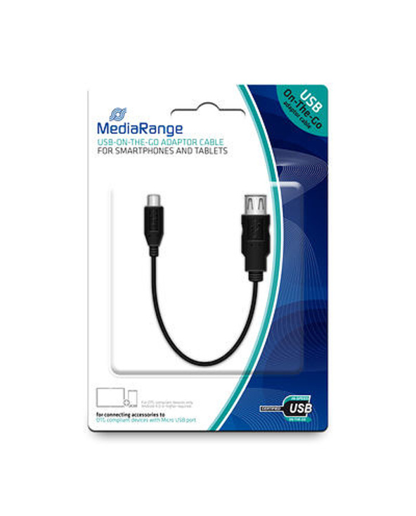 MediaRange MRCS168 câble USB 0,2 m USB 2.0 Micro-USB B USB A Noir