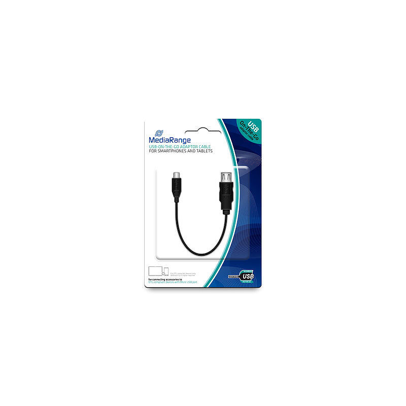 MediaRange MRCS168 câble USB 0,2 m USB 2.0 Micro-USB B USB A Noir