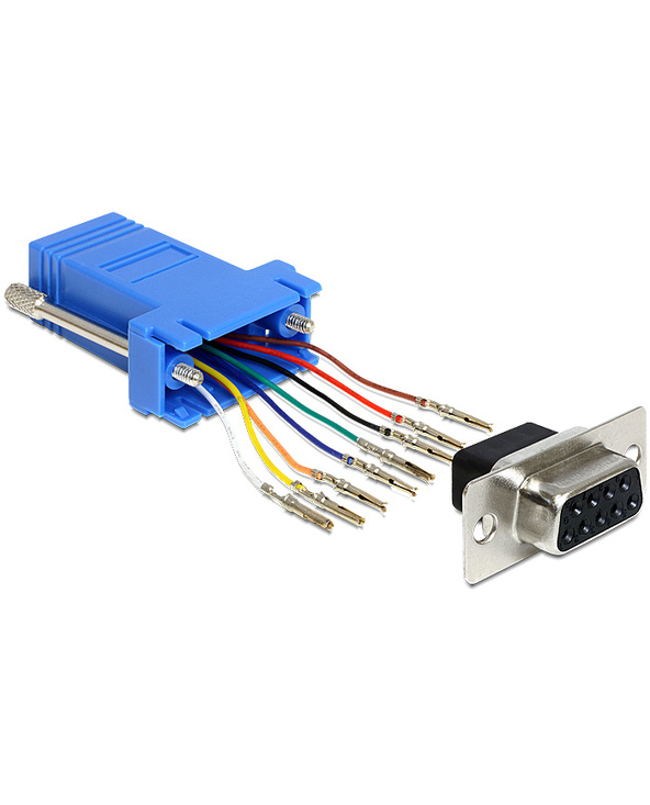 DeLOCK 65430 changeur de genre de câble Sub-D 9p RJ45 Noir, Bleu, Argent
